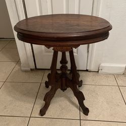 Antique Eastlake Carved Walnut Oval Side Table Early 1900S