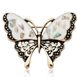 Vintage Enamel Black/White Butterfly Brooch