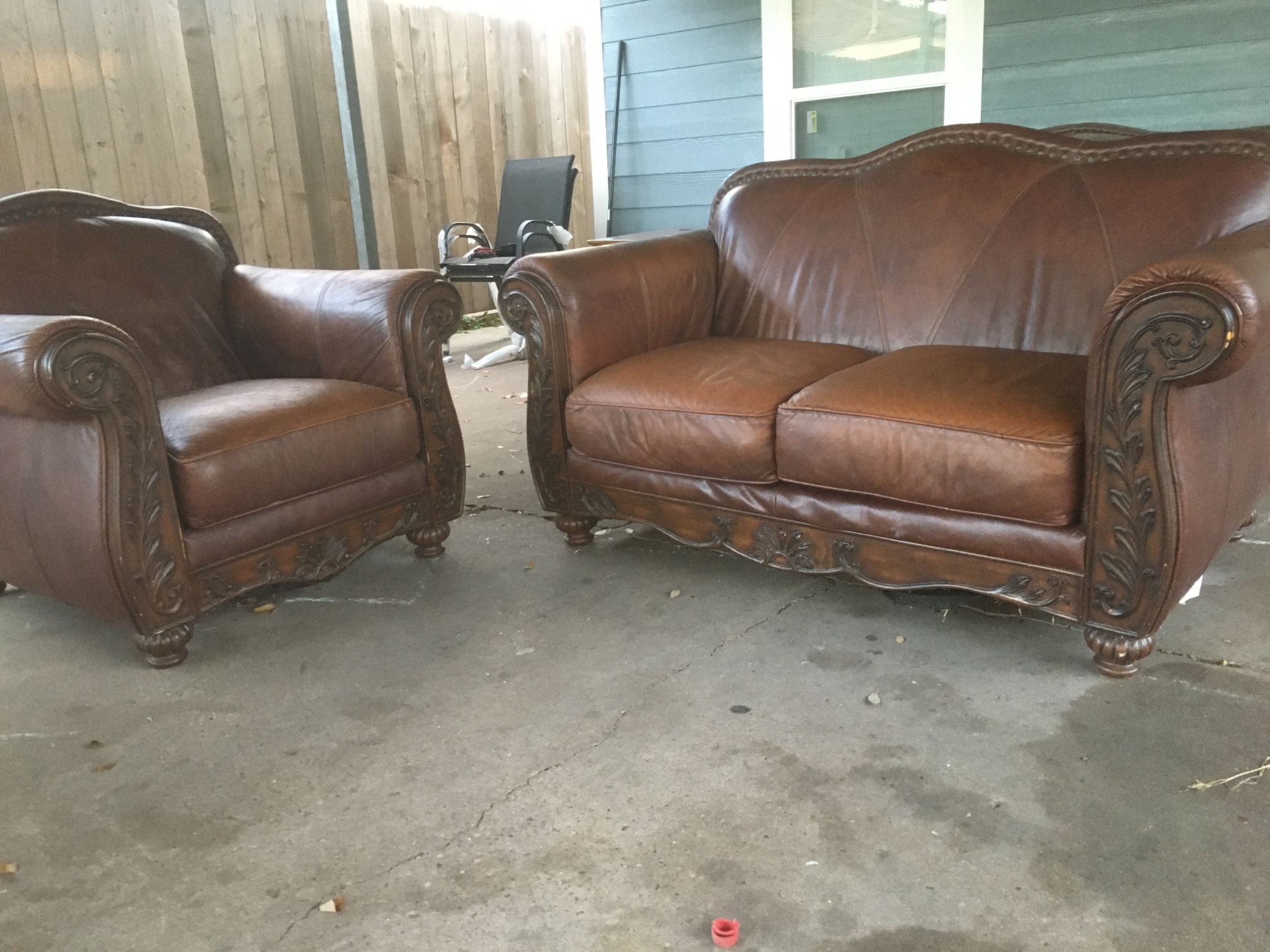 Couch And Love Seat Real Leather 