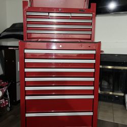 WESTWARD Rolling Tool Cabinet, 7-Drawers + Six-Drawer Tool Chest - Red $300