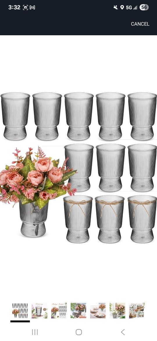 Bokon 12 Pack 6 Inch Tall Plastic Clear Vases for Table Centerpieces Cylinder Vase Bulk for Wedding Table Decorations Flower Aesthetic Plant Propagati