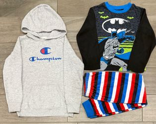 Boys’ Size 8–10 Hoodie + Batman/Disney Pajama Pieces