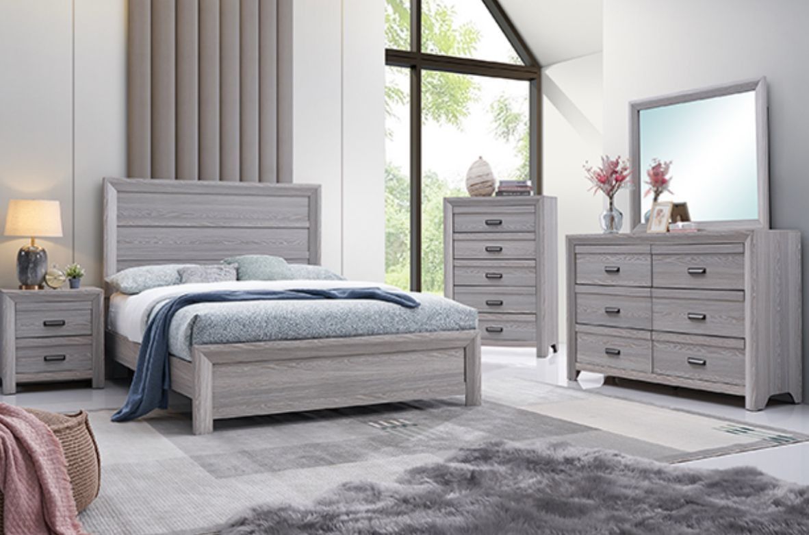 Queen Bed Frame. Dresser. Mirror. One Nightstand