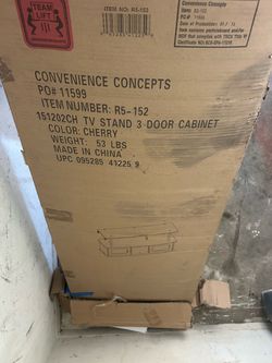 Convenience Concepts 3-Door TV Stand – Cherry Finish
