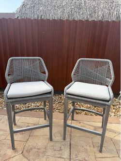 Outdoor Woven Rope Counter Height Bar Stools – Set of 6