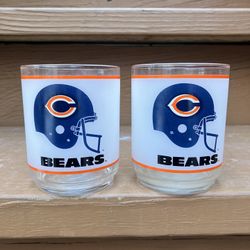 Pair Of Chicago Bears 1980s Juice/Cocktail Glasses - Brand New