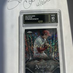SHOHEI OHTANI WHITE PINSTRIPE REFRACTOR