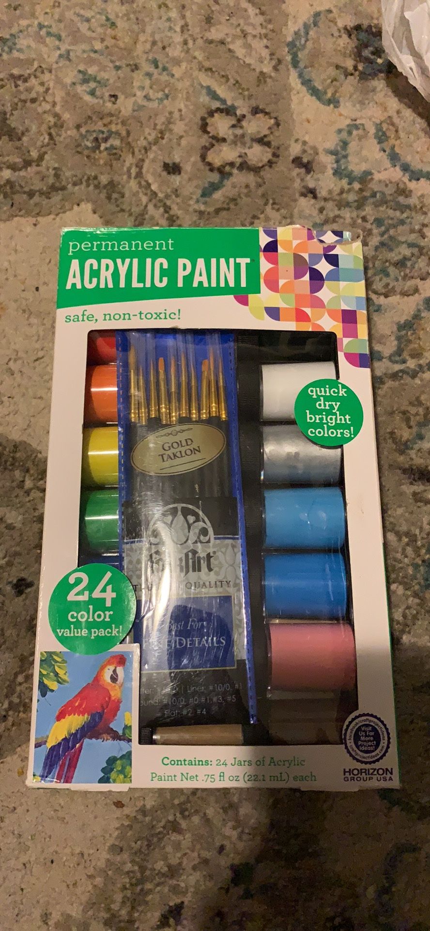 Acrylic paint with brushes
