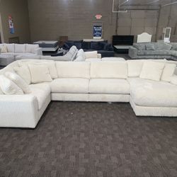 Big Oversized Cream Corduroy Sectional