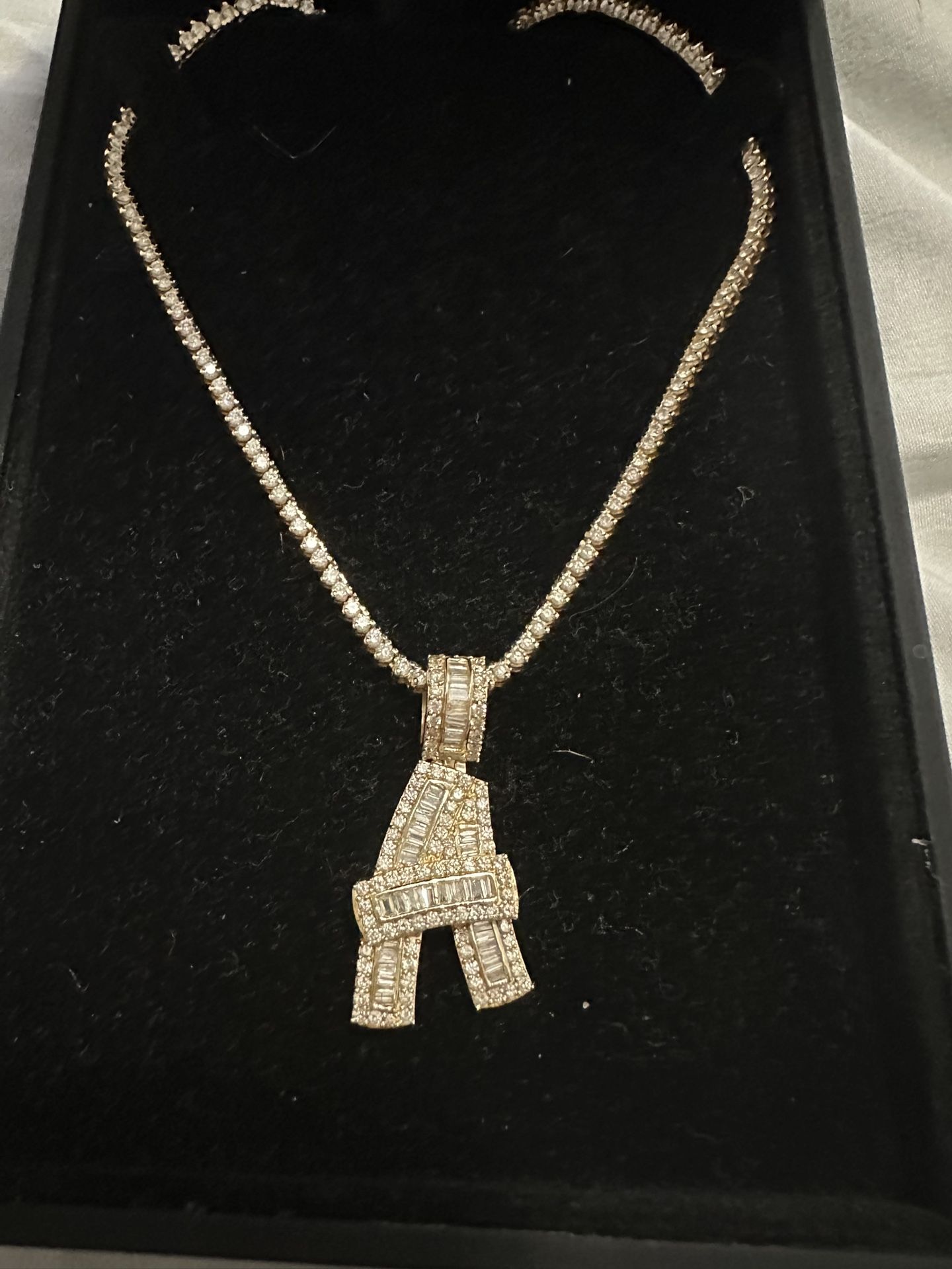 14k Gold Diamond Tennis Necklace With Pendant *NOT LAB GROWN*