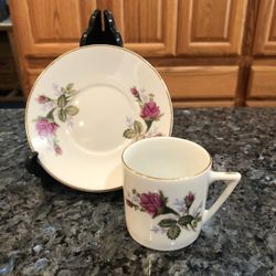 Vintage Mini Bone China Cup & Saucer Set.  Made In China.  Preowned Excellent Condition 