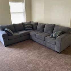 Large Grey Sectional Sofa Couch 