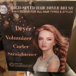 Hair Dryer Brush with Diffuser Blow Dryer Round Brush 4 in 1 Hot Hair Brush with Comb (Black)