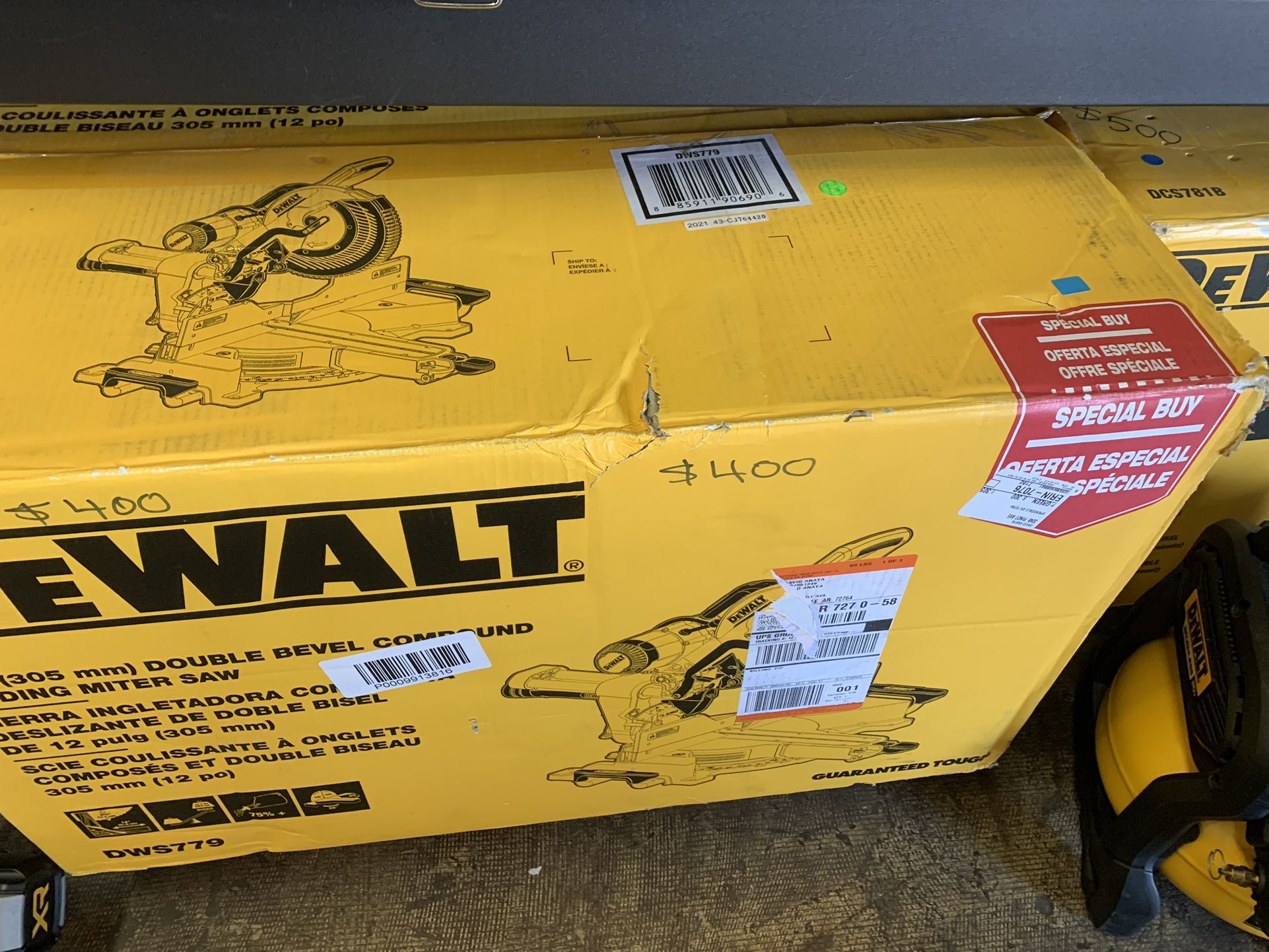 DEWALT 15 Amp Corded 12 in. Double Bevel Sliding Compound Miter Saw, Blade Wrench and Material Clamp