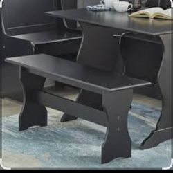 TMS 3-Piece Corner Reversible Indoor Dining Breakfast Nook with Storage, Includes Nook, Table and Bench, Black