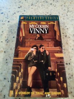 Vintage vhs video tape/ my cousin Vinny/ Joe pesci/ Ralph macchio/ Marisa tomei/ Fred Gwynne/ a comedy of trial & error