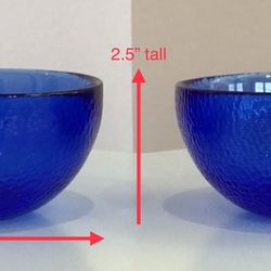 Pair of Textured Cobalt Blue Small Glass Bowls