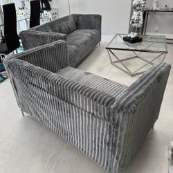 Grey Or Black Velvet Sofa & Loveseat. 🔥buy Now Pay Later 