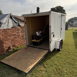White 6x10 Enclosed Cargo Trailer with Ramp Door