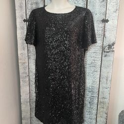 Hilary Radley Black Fancy Sequins Cocktail Dress Plus Size XXL 