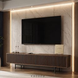 79”  “Poivson” Mid-Century Modern TV Stand * Retails For $1200