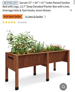 72" × 26" × 31" Cedar Raised Garden Bed with Legs