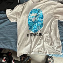 Bape Short White Tee Wit Blue Large