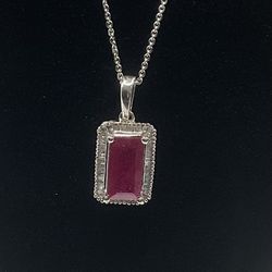 Sterling Silver D’joy Ruby & Diamond 20” Necklace