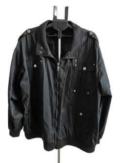 Black Multi-Pocket Zip-Up Bomber Jacket