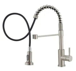 PERLIRIA INC Commercial Single Handle Single Hole Pull Down Sprayer Kitchen Faucet for Rv, Camper, Laundry Sink in Brushed Nickel