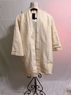 Cream Open-Front Kimono Jacket Costume M/L