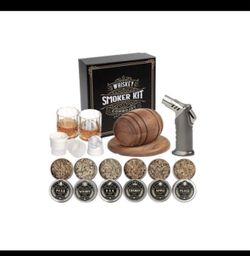 Combojoy Whiskey Smoker Kit Cocktail Gift Set w/ 2 Glasses 6 Wood Chips