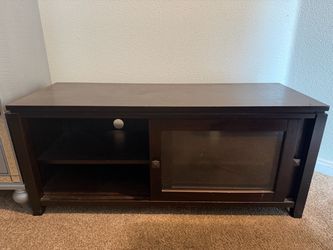 Dark Brown Wood TV Stand with Glass Door