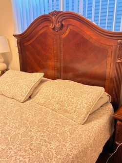Queen bed and tables