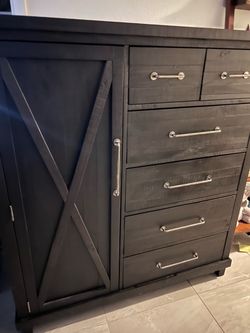 Expresso Farmhouse Armoire Dresser with Cabinet
