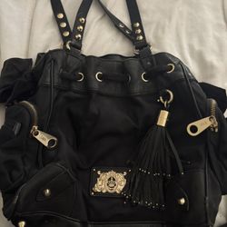 Juicy Couture Black Shoulder Bag with Gold Hardware & Tassel Detail