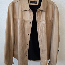 Kenneth Cole Mens Tan Leather Jacket Size Large