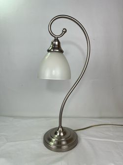 Portfolio 24-in Brushed Nickel Touch Desk Lamp with Glass Shade