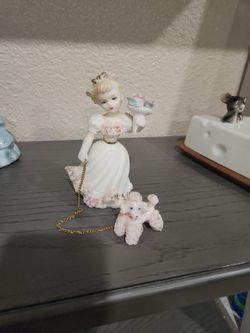 Vintage Girl With Poodle Figurine 