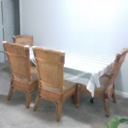 Rattan dining room table with 6 chair rattan