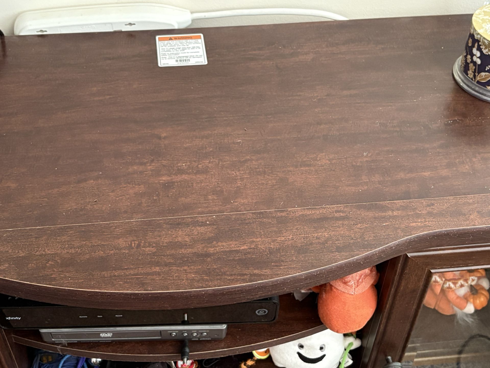 Large Tv Stand With Shelf’s And Two Drawers