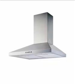 Vissani Siena 30 in. 350CFM Convertible Pyramid Wall Mount Range Hood in Stainless Steel with Charcoal Filter and LED Lighting