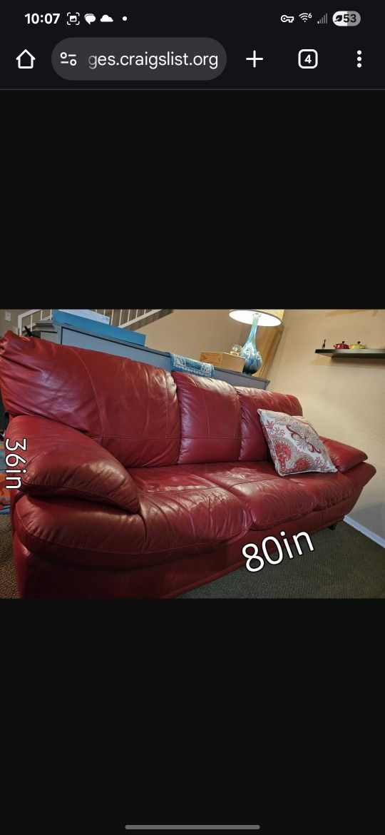 Bold Red Couch And Loveseat