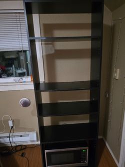 Black Oak Finish 5-Shelf Bookcase / Utility Storage Tower