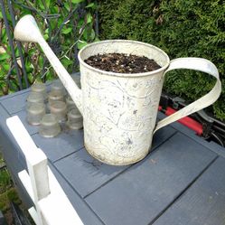 Metal Vintage Larger Sized Watering Can Used As A Flower Pot