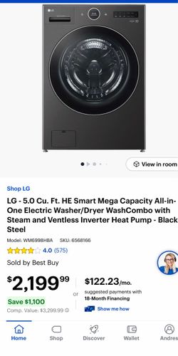 LG WM6998HBA         All-in-One Washer Dryer Combo