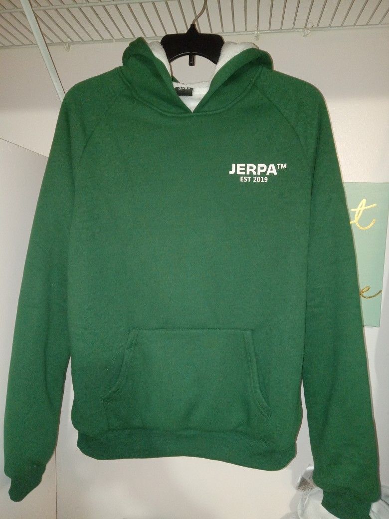 Mens Pine Green Colorway Jerpa- Sherpa Lined Hoodie Size Large New 