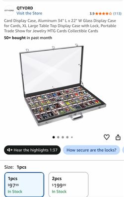 QTYORD Aluminum 34" L x 22" W Glass Card Display Case