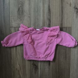 Zara baby girl hot pink crewneck sweater