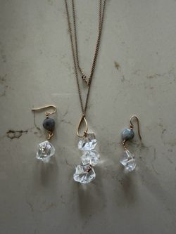 38 Inch Necklace with Matching Drop Earrings